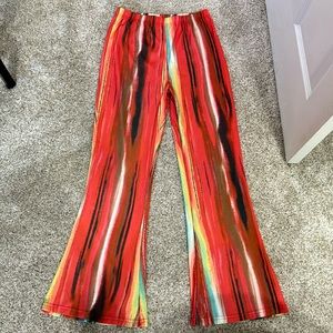 NWOT Colorful Ribbed Flare Pants